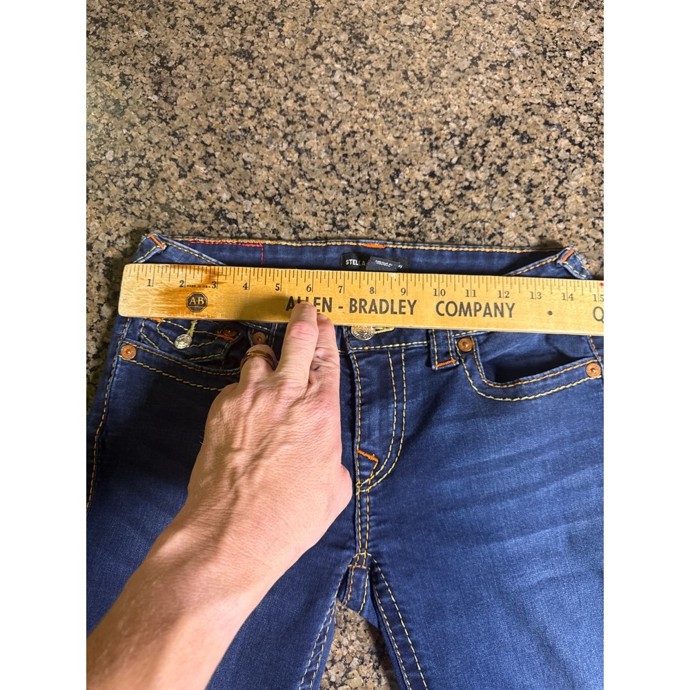 True Religion Stella Low Rise Skinny Jeans Dark Wash Contrast Stitch Size 30 - Picture 5 of 8